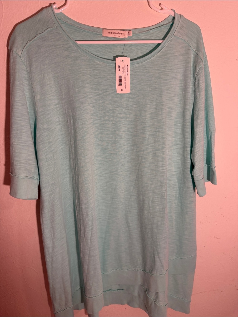 Mododoc Light Mint Short Sleeve Relaxed Sweatshirt